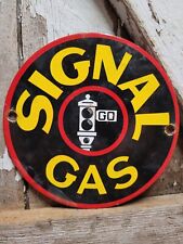 VINTAGE SIGNAL GASOLINE PORCELAIN SIGN GAS ENGINE SERVICE PUMP PLATE ADVERTISING picture