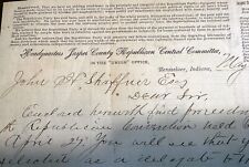 1878 Jasper Indiana Republican Party Committee DELEGATE LETTER Horace E James picture