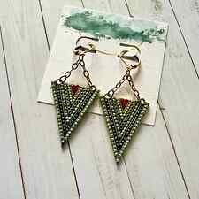 Gold Plated Arrowhead Enameled Boho Statement Earrings picture