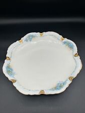 Rare Haviland Limoges Hand-Painted Forget Me Not Serving Bowl W/ Gold Gilt Rim picture