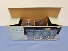 Vintage Indiana Glass Whitehall Cubist 4 pc Footed Tumbler Set Regal Blue 14 oz picture