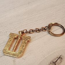 Vintage Gold Tone Metal Funny Screw U You Keychain Key Fob Charm Humor Gift picture