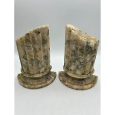 Vintage Italian Hand Carved Alabaster Roman Columns Bookends picture