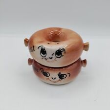 Vintage 1950s Anthropomorphic Kitsch Bagels Donuts Salt & Pepper Shakers Japan picture