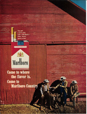 1965 MARLBORO CIGARETTES Cowboys Man Tobacco Smoking Vintage Magazine Print Ad picture