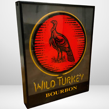 Vintage Wild Turkey Kentucky Bourbon Neon Glass Sign 26x21x3.5in Encased | RARE picture