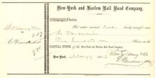 New York and Harlem Rail Road Co. issued to C. Vanderbilt - Railway Stock Certif picture