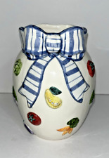 Vintage 1994 Fitz and Floyd Vegetable Garden Jar/Planter Pot with Bow & Veggies picture
