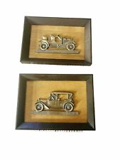 2 Framed Brass Wall Hangings 1908 Buick & 1913 Chevrolet  Automobile Memorabilia picture