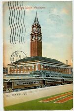 Railroad Train at Union Depot Seattle Washington Vintage  Postcard by Hopf Bros. picture