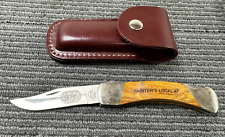 HARD HAT KNIVES Folding Hunter Knife Made in USA Vintage Etched Blade + Handle picture