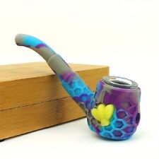 Silicone Smoking Pipe, Classic Vintage Silicone Tobacco Pipes with 9 Hole Glass picture