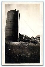 1913 Farming Silo Workers Russell Minnesota MN RPPC Photo Antique Postcard picture