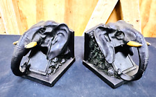 Pair of Ronson All Metal Art Wares Elephant Head Book Ends picture