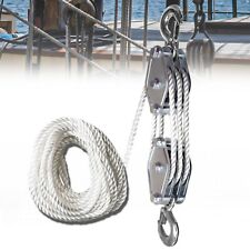 Block and Tackle, 1T Breaking Strength Heavy Duty Pulley, 50 Ft 3/8