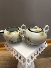 Vintage Nippon China Hand Painted Floral Cream and Sugar set. picture