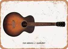 Guitar Art - 1929 Gibson L-1 Sunburst Pencil Drawing - Rusty Look Metal Sign picture
