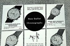 Vintage 1952 GALLET Chronographs Print Ad B/W with Prices picture