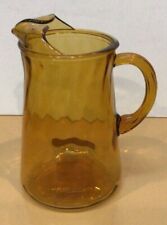 Vintage Bartlett Collins Indiana Amber Swirl Glass Pitcher W/ Ice Lip picture