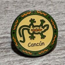 Cancun, Mexico Green/Orange Latin-Design Gecko Vintage Travel/Souvenir Lapel Pin picture