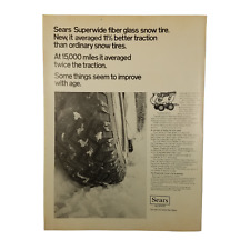 1968 Sears Tires Vintage Print Ad Superwide Fiber Glass Snow Tire picture