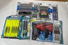 Lot of 7 new packs writing pens, 1 pack yellow highlighters Assorted (8 Total) picture