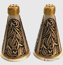 ITALIAN Hollywood Regency Ornate Fluted Salt & Pepper Shakers GOLD SILVER BLACK picture