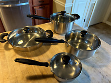 8 PCS Pfaltzgraff Everyday Cookware 18/10 SS Pan Set 1 qt, 3qt & 4qt  w/10