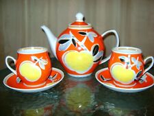 Vintage Bright soviet Porcelain Tea set for two Apple (Ukraine Polonne) Not used picture