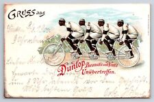 German Advertising Postcard Dunlop Bicycle Pneumatics 4 Men Riding Tandem AT14 picture