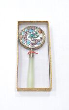 Chinese  Small Silver Cloisonne Dragon Soo Chow Jade Mirror picture