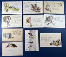 10 Easter Mixture Antique Postcards. Butterflies, Bonnets, Flowers, Scenes picture