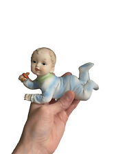 Vintage NORLEANS Porcelain Figurine Baby Boy w/Pacifier On Tummy 5.5”x3.5” MCM picture