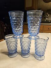 Set of 5 - Blue Indiana Colony White Hall Stemware Footed Glasses picture