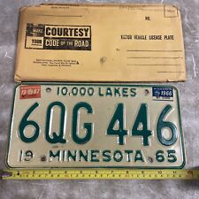 Vintage 1965 +66/67 Tab Minnesota License Plate 6QG 446 Chevy Dodge Man cave Tag picture