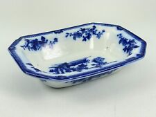 Vintage Antique Blue Delft Rectangle Bowl Dish Octagon Hand Painted 9