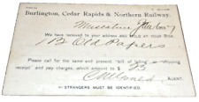 1897 BURLINGTON CEDAR RAPIDS & NORTHERN BCR&N LATER ROCK ISLAND MUSCATINE IOWA picture