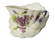 Vintage 1960's Shelley England Violets Tea Cup & Saucer, Gorgeous Mauve Trim picture