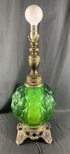 ✨EF Industries 22” Mid Century Empoli Green Optic Glass Table Lamp 1970✨ picture