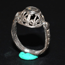 Ancient Medieval Mix Silver ring with Decorated Bezel Circa 6th Century AD picture