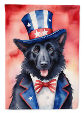 Belgian Sheepdog Patriotic American Flag Canvas House Size DAC5654CHF picture