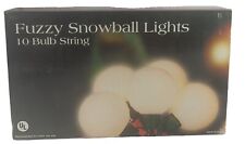 Vintage Fuzzy Flock Snowball 10 Bulb String Lights Indoor Holiday Christmas New  picture