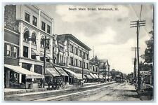 1908 South Main Street Railway Horse Carriage View Monmouth Illinois IL Postcard picture