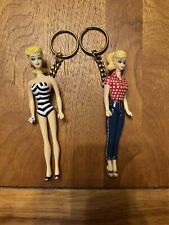 Lot of 2 1996 Vintage Barbie Keychains Swimsuit Red Blonde 4in Movable Limbs picture