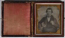 1/6TH PLATE CASED PLUMBEDAGUERREOTYPE CIRCA 1850s HANDSOME YOUNG MAN NEW YORK NY picture