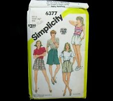 Vtg Simplicity Pattern 6377 Fuss Free Misses Front Pleated Shorts Sz 12 CUT 1983 picture
