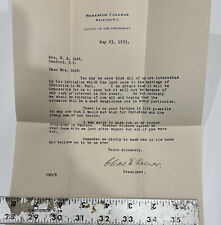 ANTIQUE LETTER CHARLES E. BREWER President MEREDITH COLLEGE 1923 picture