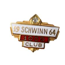 Vntg 1964 Schwinn 1000 Club Pin Bicycle Dealer 10k Gold Diamond Enamel RARE EUC picture