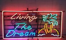New Living the Dream Beer Bar Neon Light Sign 24