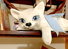RARE VINTAGE White Shelf Cat - French Brand Les Trois Poulettes picture